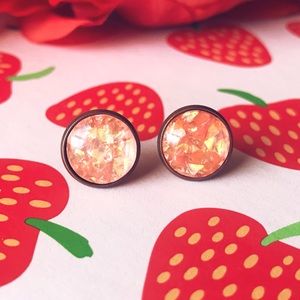 Iridescent Peach Stud Earrings